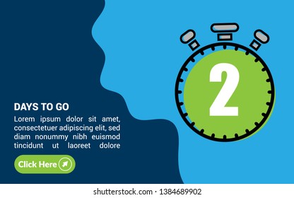 2 days to go banner. flat style