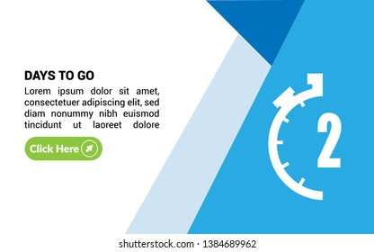 2 days to go banner. flat style