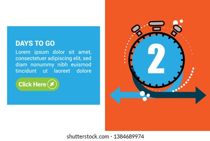 2 days to go banner. flat style