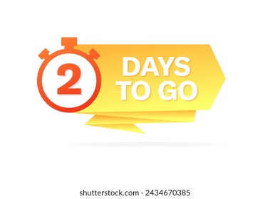 2 Days to go banner icon. Flat style. Vector icon