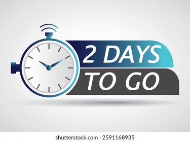 2 days to go in Clock style. Special offer badge. Web design. Sale tag, for webinar, live event, banner etc.