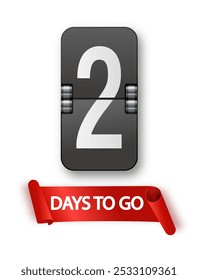 2 days to go icon set. Countdown of days remaining. Offer timer sticker limited to a few days. Vector