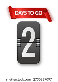2 días para ir conjunto de iconos. Cuenta atrás de los días restantes. Ofrezca la etiqueta engomada del temporizador limitada a unos pocos días. Vector