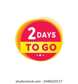 2 days to go red label last countdown icon, vector. Modern design template for banner.