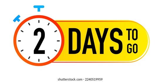 2 days to go timer vector symbol colorful style