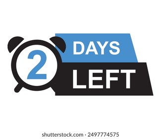 2 days left button on white background, vector illustration 