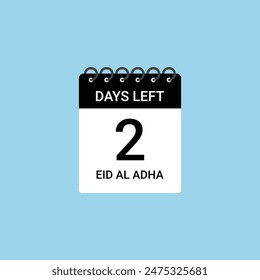 2 Days Left Countdown For Eid Al Adha. 2 Days Left To Go. 2 days to go countdown template.