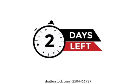2 days left Countdown number banner templates. time icon. Vector Illustration 
