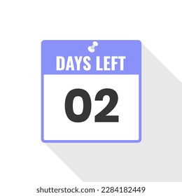 2 Days Left Countdown sales icon. 2 days left to go Promotional banner