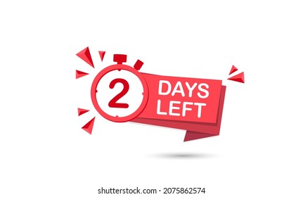 Quedan 2 Días Para Ir. Icono plano. Ilustración de material vectorial.
