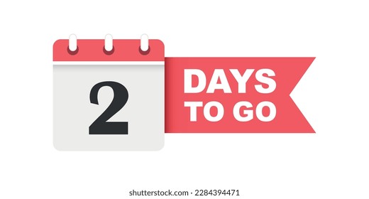2 days left icon in flat style. Offer countdown date number vector illustration on isolated background. Sale promotion timer sign business concept.