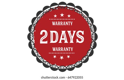 2 days warranty icon vector vintage grunge guarantee background