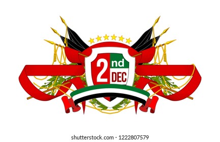 2 december 47 UAE National day illustration banner with UAE flag isolated on white background. Spirit of the union United Arab Emirates , Flat design Logo 2 dec Anniversary Celebration Abu Dhabi Card