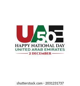 2 December; 50 Happy National Day of United Arab Emirates. Vector Logo. Eps 08.