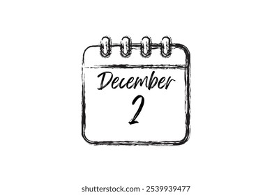2 December calendar icon. Calendar template for the days of december. Black banner for dates and business