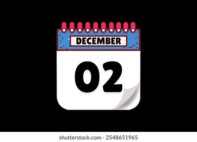 2 December calendar icon text page monthly web design on white, brown, coral, and black background vector, icon, or illustration with the month of December 2