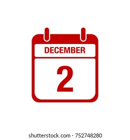 2 december calendar red icon