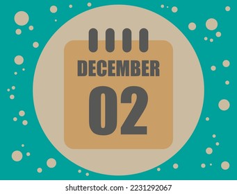 2 december calendar vector. Calendar icon for the month of December with circle. Banner for holidays and commemorative dates