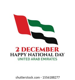 2 December. Happy National Day. United Arab Emirates. UAE Flag. Vector Logo. Eps 08. 