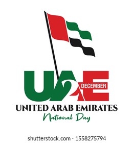 2 December. Happy National Day. United Arab Emirates. UAE Flag. Vector Logo. Eps 08. 