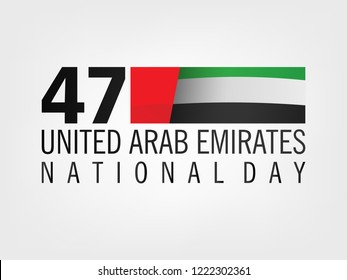 2 December. UAE Independence Day background in national flag color theme. Celebration banner with curving ribbons and text. Vector illustration