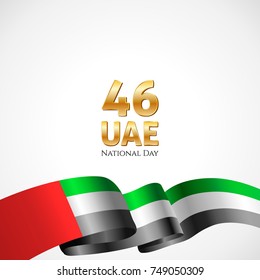 2 december. United arab emirates Happy National Day greeting card. Waving emirati flag and balloon with confetti, ribbon isolated on white background. Patriotic Symbolic background Vector illustration