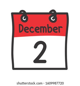 2 December. Vector flat daily calendar icon. Date and time, day, month. Holiday