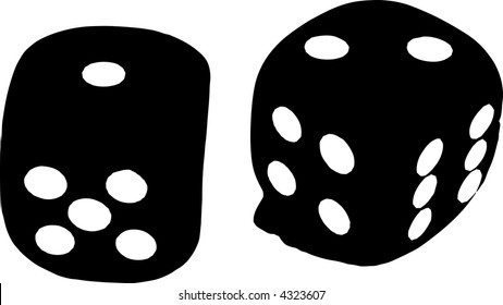 2 dados cerrar - mostrando los números 1 y 2 en blanco y negro