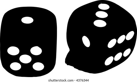 2 dados cerrar - mostrando los números 1 y 3 en blanco y negro