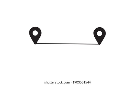 2 different location distance indication. Vector drawing.