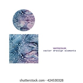 2 different shapes with hand drawn watercolor texture isolated on white. decorative design elements. vector illustration