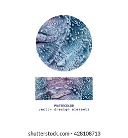 2 different shapes with hand drawn watercolor texture isolated on white. decorative design elements. vector illustration