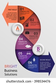 2 different strategies, segmented curved arrow vector design