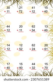 2 digit addition worksheets. math addition without regrouping