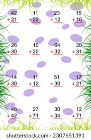 2 digit addition worksheets. math addition without regrouping