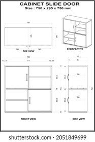 2 Dimension drawing of Cabinet Slide Door furniture. to be produced