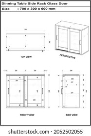 2 Dibujo de dimensiones del mobiliario de la puerta de la cremallera lateral de la mesa de anclaje. a producir