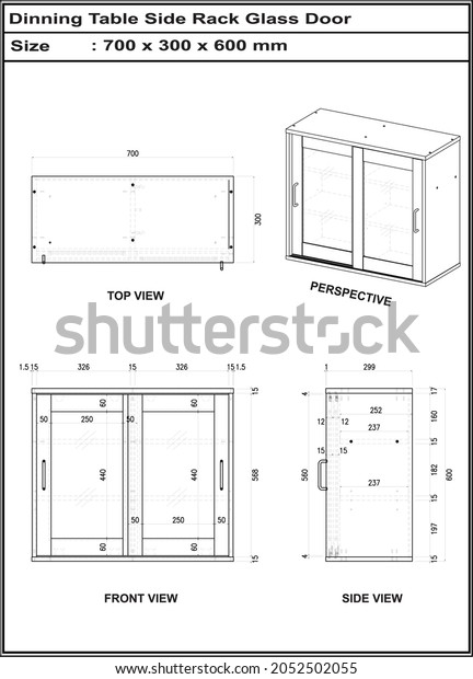 2 Dimension Drawing Dinning Table Side Stock Vector (Royalty Free ...