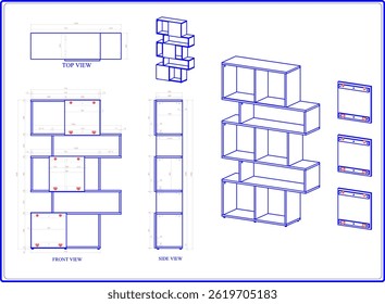 2 Dimension furniture drawings, with component sizes