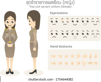 2 Dimensional Thai Civil Servant Character - Female Civil Servant Uniform