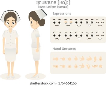 2 dimensional Thai civil servant character - Female nurse uniform