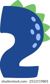 2 Ilustración vectorial de dígitos de estilo dinosaurio