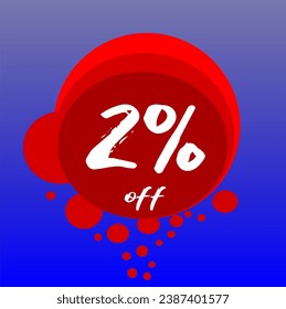 2% descuento burbujas icono, porcentaje azul rojo y blanco