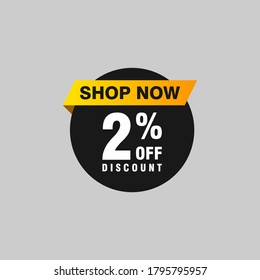2 Rabatt, Vektor-Abzeichen für Labels, , Aufkleber, Banner, Tags, Web-Aufkleber, Neues Angebot. Discount-Origami-Zeichenbanner