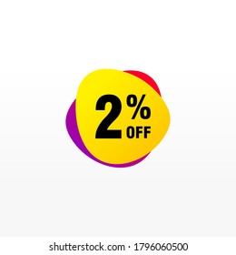 2 Rabatt, Vektor-Abzeichen für Labels, , Aufkleber, Banner, Tags, Web-Aufkleber, Neues Angebot. Discount-Origami-Zeichenbanner
