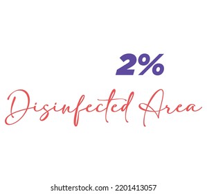 2% Disinected Area Product Label Sign for Product Vektorgrafik mit stylischer Schriftart und Rot-violett-Farbe