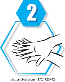 2 disinfecting hand prevention step by step vector illustration
