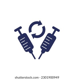 2 doses of vaccine icon on white