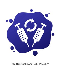 2 doses of vaccine icon, vector