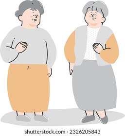 2 elderly (madam) women illustration